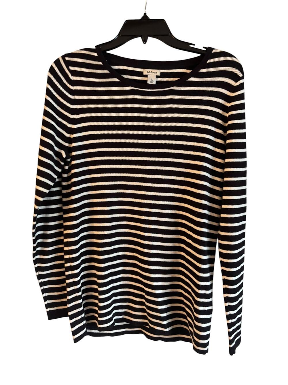 L.L.Bean Women’s Pima Cotton Blend Striped Sweater Ribbed Size Large NWT